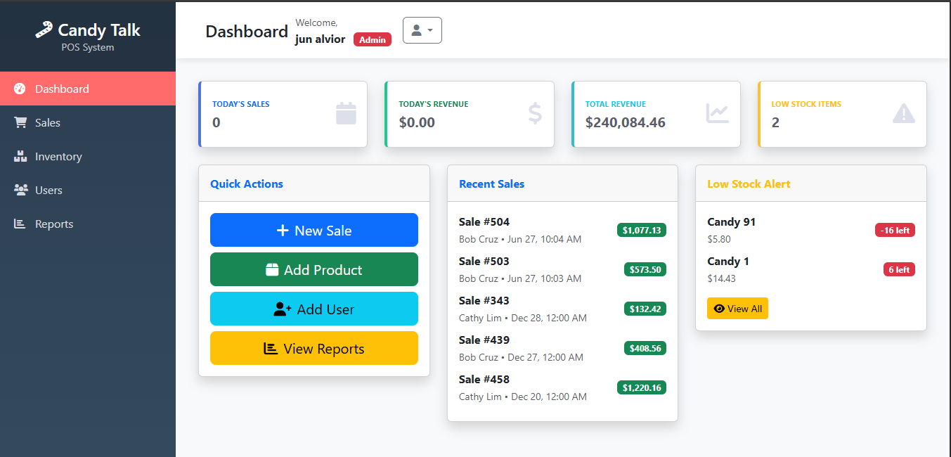 POS Dashboard Desktop