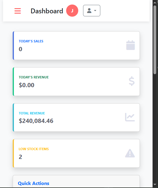 POS Dashboard Mobile