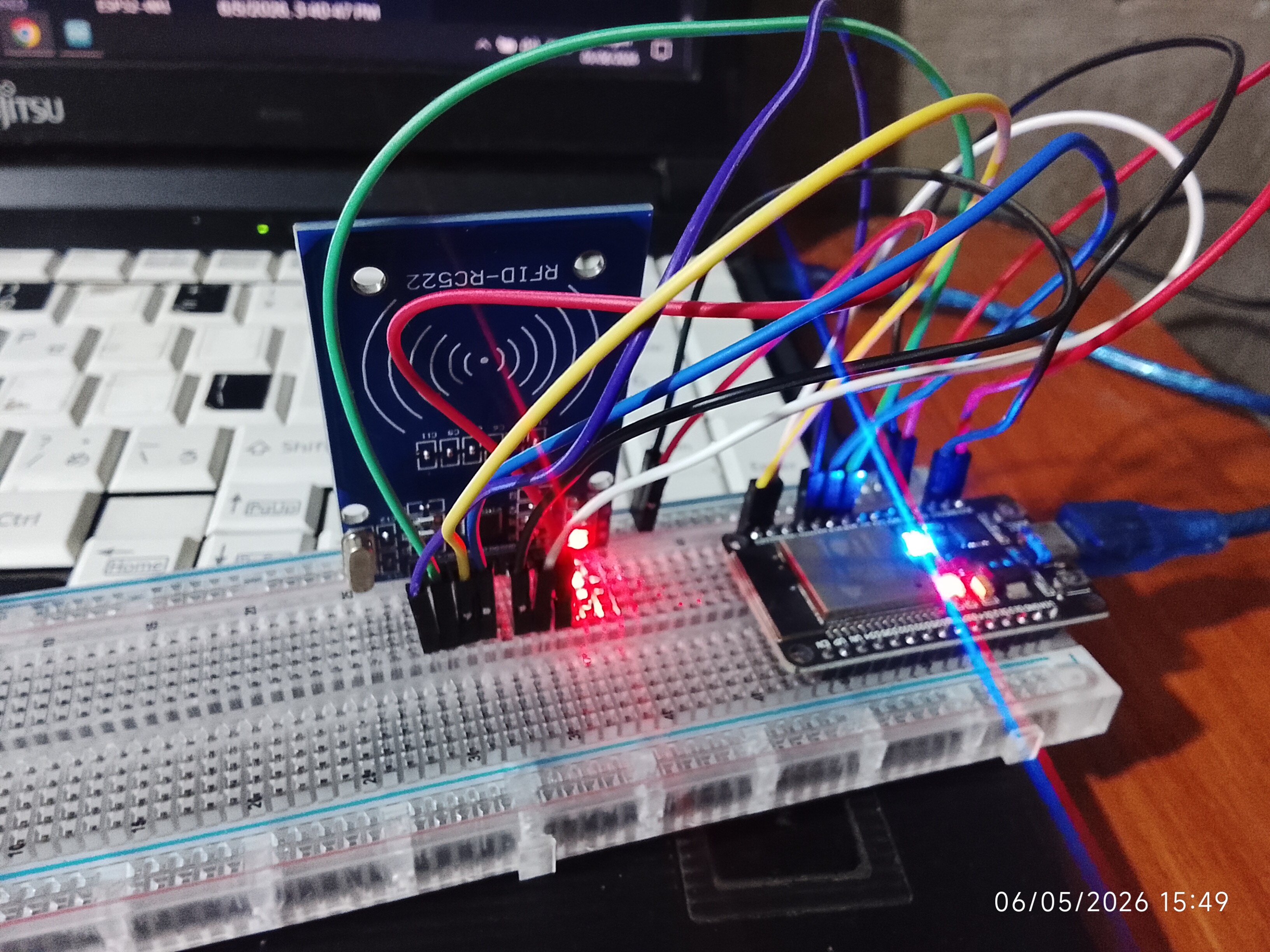 Physical IoT Scanner RFID setup and hardware board wiring photo