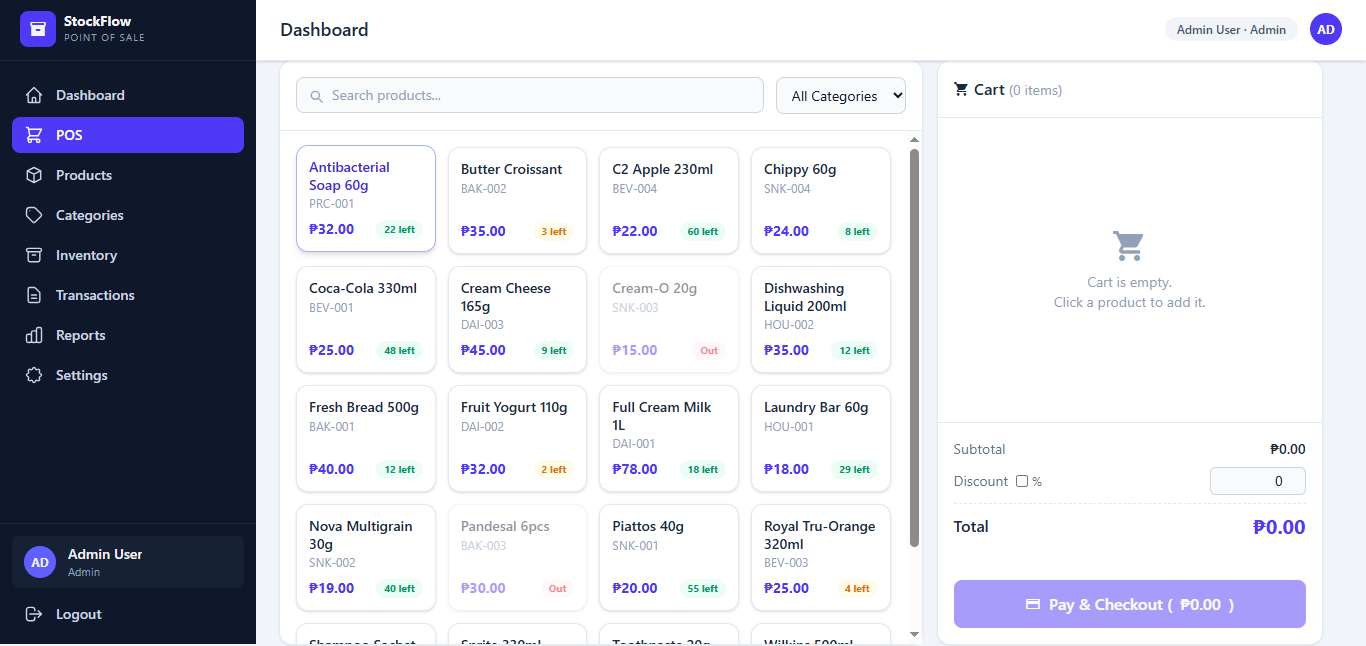 StockFlow POS checkout